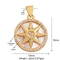 Golden 18mm star pendant with shell inlay and cubic zirconia stones variant - Octagonal Star Disc Shell