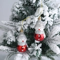 Dos adornos navideños de muñeco de nieve rojo con gorros plateados de purpurina - Muñeco de Nieve con Gorro Infantil / 2 Piezas/Juego