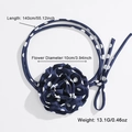 Dunkelblaue gepunktete Chiffon-Blumen-Halskette 140cm langes Collier mit Blume - Dunkelblau Polka Dot