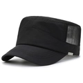 Herren Militärmütze in Schwarz mit atmungsaktivem Mesh und sportlichem Metall-Logo - Schwarz