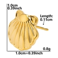 Detailed size specifications for 304 stainless steel gold shell stud earrings - Scallop Ocean-Gold