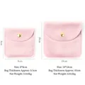 Light pink velvet jewelry pouch with metal snap button in small and large size options - Small 8*8cm / Light Pink