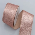 Sparkling rose gold Christmas glitter ribbon roll with woven edges for DIY gift decor - 4cm / Rose Gold