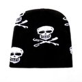 Berretto classico in maglia nera con motivo a teschi bianchi in stile punk streetwear - Teschio Piccolo All-over Nero (B)