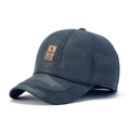 Herren Winter Baseballkappe mit dunkelgrauem Camouflage-Muster und Leder-Logo-Patch - Grau