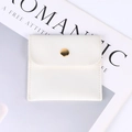 Creamy white plush jewelry pouch with golden snap button and flip cover design - Leather Style (Cream White) / 8x8cm