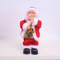 Detail of animated Santa Claus playing a golden saxophone for festive Christmas decoration - Playing Saxophone Style