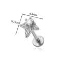 F136 titanium stud with silver star design and clear zircon inlay for ear or lip - 11# Silver Wing Star Style