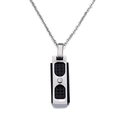 Ciondolo rettangolare argento con trama a rete nera e incisione Love - Stile Nero Per Uomo (KP59940)