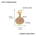 Ferris wheel charm with pink enamel oil drip and zircon inlay in gold stainless steel - D187-5 Gold Round Enamel Pendant (Pink) 1PC