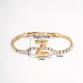 Gold-finish chain bracelet with zircon stones and letter Z pendant, 17+2cm length - Letter Z