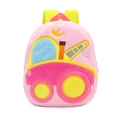 Pink plush construction crane backpack for toddlers with soft embroidered details - Crane
