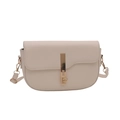 Borsa a tracolla a sella crema minimalista con fibbia dorata e tracolla sottile - Bianco