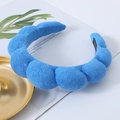Plush blue sponge headband in soft terry fabric for skincare and facial washing - Dark Blue (5# Sponge Headband)