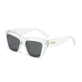 Fashionable transparent square half-frame sunglasses with dark grey lenses and gold accents - Transparent Frame Grey Lens