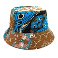 Dettaglio del cappello da sole geometrico con cuciture rinforzate e stampa etnica - M (56-58cm) / Curva Etnica Toni della Terra (4#)