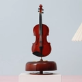 Rotierende Violine-Spieluhr in dunkler Holzoptik mit mechanischem Sockel für Deko - 2049 Violine