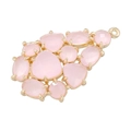 Detail of gold pendant with faceted pink gemstones in a creative grape leaf cluster design - Type F-Pink