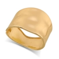 Minimalist wide golden cuff ring with a polished mirror finish for modern fashion - Gold / Polished Surface