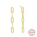 Minimalist 925 sterling silver paperclip chain earrings in a bright golden finish - 925 Silver / Gold