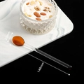 Amber heart-shaped glass stirring spoon with transparent long handle, 148mm length - Water Red