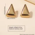 Polished gold stainless steel triangle stud earrings for beach resort style - Minimalist Mirror Triangle (FYD6119)