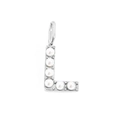 Elegant silver letter L pendant with small pearl inlays for necklaces and bracelets - Silver-L