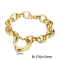 Gold-plated stainless steel chain bracelet featuring a 23mm hollow heart-shaped pendant - Gold Bracelet 17cm (KB212515-Z)
