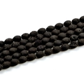 Matte black natural stone drum beads in oval olive shape for DIY jewelry making - Electroplated Black