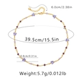Detailed size chart of purple butterfly crystal necklace with gold chain measurements - KN0308-1-Purple Butterfly