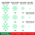 Detailed sheet of Christmas snowflake window stickers including stars and snow dots - BQ028 Luminous Snowflake Adhesive Style / Fluorescent Green Snowflake