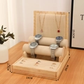 Linen and wood jewelry display stand with necklace slots and bracelet rolls - 3-in-1 Combo Stand Linen