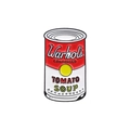 Pop art tomato soup can enamel brooch pin with red and white Warhol style design - Warhol Soup Can