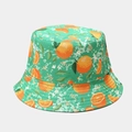 Reversible bucket hat with vibrant green base and orange citrus pattern for summer - M(56-58cm) / Bright Green Citrus Print