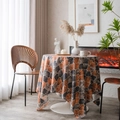 Velvet tablecloth featuring vintage orange and grey geometric patterns for dining decor - 100*140cm / Geometric Brick Velvet