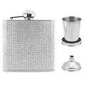 6oz stainless steel hip flask set with sparkling AB rhinestones cup and funnel - 6oz Set / 304 Silver Rhinestone Set 180ml