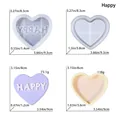 Stampo in silicone per scatola a cuore con coperchio con scritta Happy e base - Stampo per Set di Immagazzinaggio a Cuore Happy