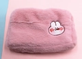 Trousse à maquillage rose en peluche avec broderie lapin en fausse fourrure douce - Rose-Lapin