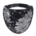 Ethnic style black lace headband for women with floral pattern and wide breathable design - Black