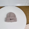 Detailed close-up of wool-blend knit beanie featuring black embroidered Pensecola letters - One Size (3-8 Years) / Oatmeal