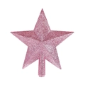 Detailansicht der rosa glitzernden Christbaumspitze als funkelnder fünfzackiger Stern - 20cm / Rosa