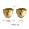 Detail showing 23mm x 23mm dimensions and 8g weight for golden 3D puff earrings - 3D Puff Triangle Gold