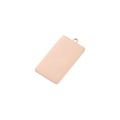 Detailed close-up of a polished rose gold rectangular pendant with a small hanging hole - Rose Gold