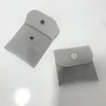 Minimalist light gray velvet jewelry pouch with snap button for rings and earrings - 8*8cm / Gray