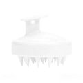 White silicone scalp massager brush with ergonomic ring handle for head cleaning - White 40g