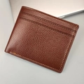 Portefeuille court pour homme en cuir litchi marron foncé avec coutures décoratives - Marron Clair D (Style de Couture Simple)