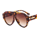 Occhiali da sole aviator oversize tartarugati con lenti sfumate marroni e dettagli dorati - C4 Montatura Leopardo Lenti Sfumate Tè