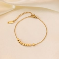 Elegant 18K gold plated minimalist bracelet with small square sugar cube beads on silk - Eight Cubes Bracelet (QYE173) / Gold