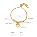 Bracciale a catena box placcato oro 18K con ciondolo a cuore e perle di zirconi - Cuore Vuoto / Oro
