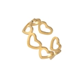 Minimalist gold multi-heart hollow open ring with adjustable band for women and men - Hollow Heart - Gold